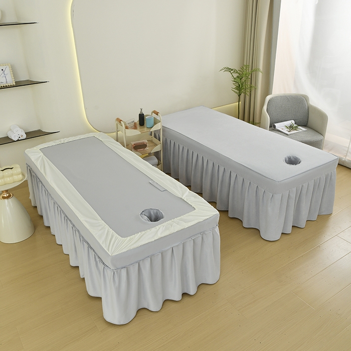 91家纺网 家纺一手货源 找家纺 不打烊家纺 2025新款贡缎绣花熊猫系列美容床罩 灰色