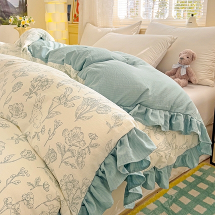 纽缦家纺 2025新款云感提花双层纱韩版被套 海像森林