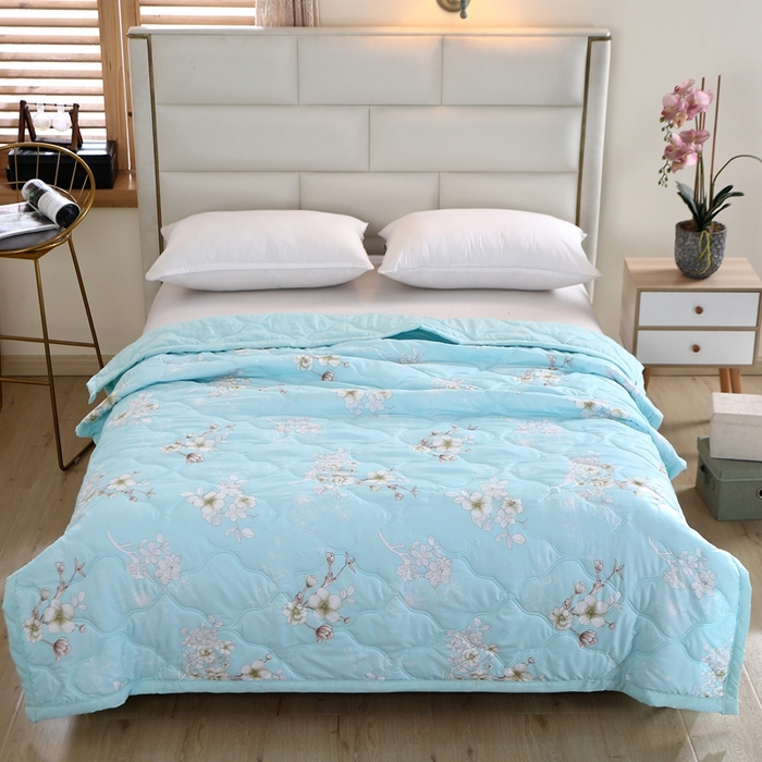 91家纺网 家纺一手货源 找家纺 伊凡 2025新款亲肤磨毛夏凉被印花夏被空调被礼品夏被跑量跨境外贸夏凉被 梨花