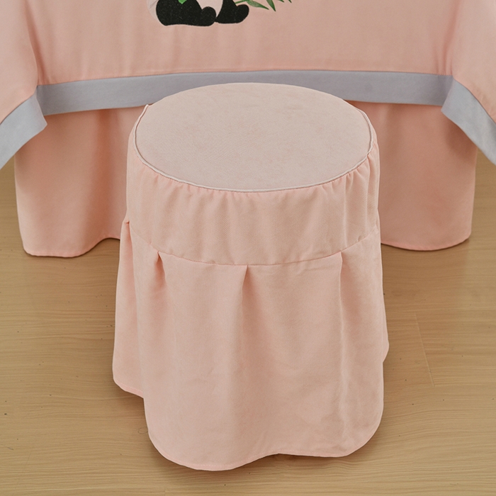 91家纺网 家纺一手货源 找家纺 不打烊家纺 2025新款贡缎绣花熊猫系列美容床罩 玉色