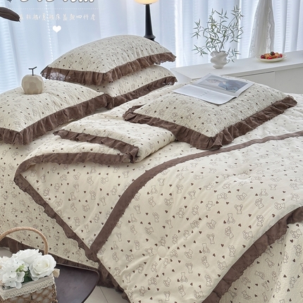 91家纺网 家纺一手货源 找家纺 （总）佰织鑫2025跑量款法式棉花床盖款春秋被四件套夏被四件套填充29%大豆纤维加71%抗菌纤维