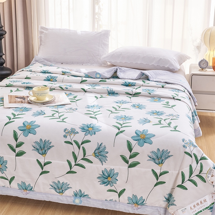 91家纺网 家纺一手货源 找家纺 羽梦家纺2025新款新疆棉花全棉夏凉被 梦田兰