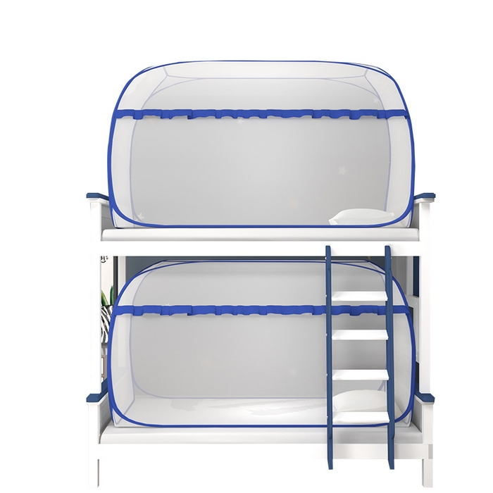 91家纺网 家纺一手货源 找家纺 青竹苑2025新款大顶学生蒙古包子母床魔术蚊帐 大顶加密蓝