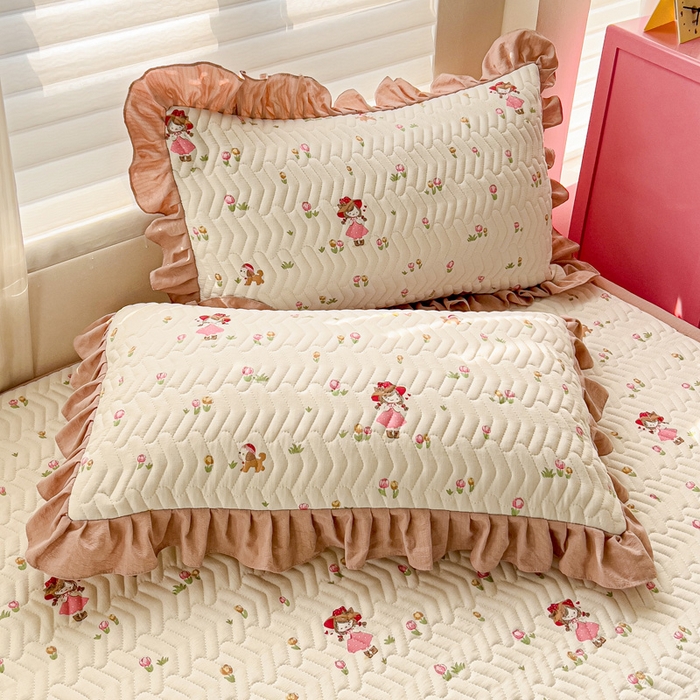 91家纺网 家纺一手货源 找家纺 纽缦家纺2025新款云感提花双层纱夹棉床垫 蜜糖之恋