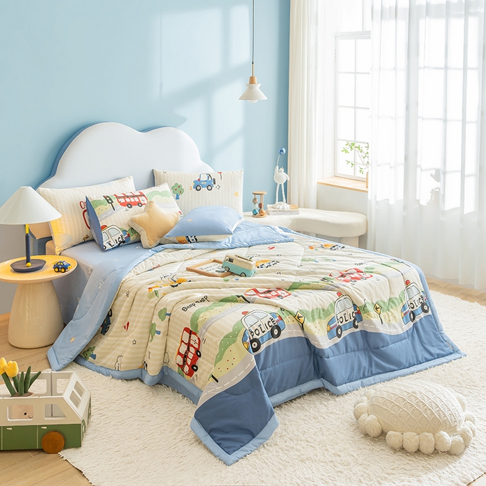 91家纺网 家纺一手货源 找家纺 暖阳 【同款地板价】2025年新款全棉印花棉花夏被四件套被子被芯 汽车世界