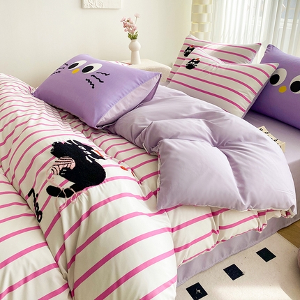 91家纺网 家纺一手货源 找家纺 （总）眷恋家纺 2025新款多巴胺亲肤水洗棉毛巾绣四件套