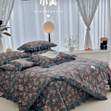 91家纺网 家纺一手货源 找家纺 （总）佰织鑫2025跑量款法式棉花床盖款春秋被四件套夏被四件套填充29%大豆纤维加71%抗菌纤维