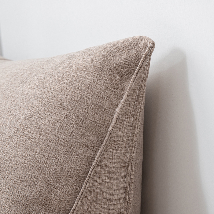 91家纺网 家纺一手货源 找家纺 美达人2025新款麻布珍珠棉三角靠背 亚麻单人杏子卡其