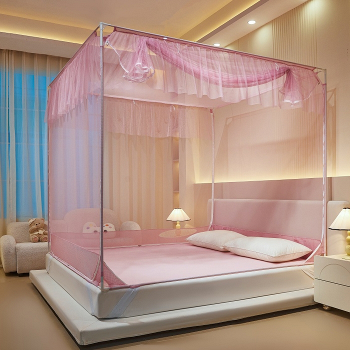 91家纺网 家纺一手货源 找家纺 卓尔居 2025绗绣编织防摔蚊帐-夏至 夏至-粉