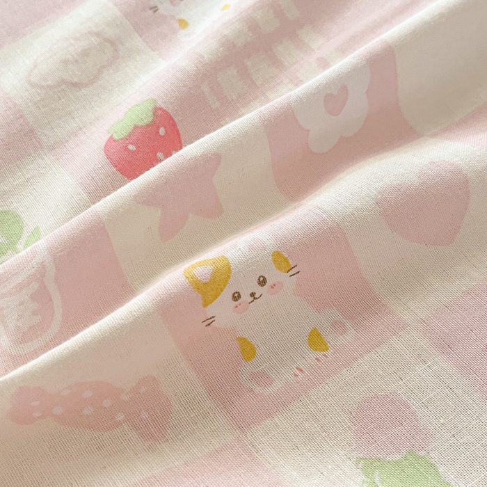 91家纺网 家纺一手货源 找家纺 博雅 2025新款全棉A类双层纱床笠 小奶猫