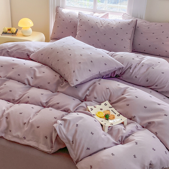 91家纺网 家纺一手货源 找家纺 富缦庭2025新款A类针织双层纱四件套彩蝶飞舞