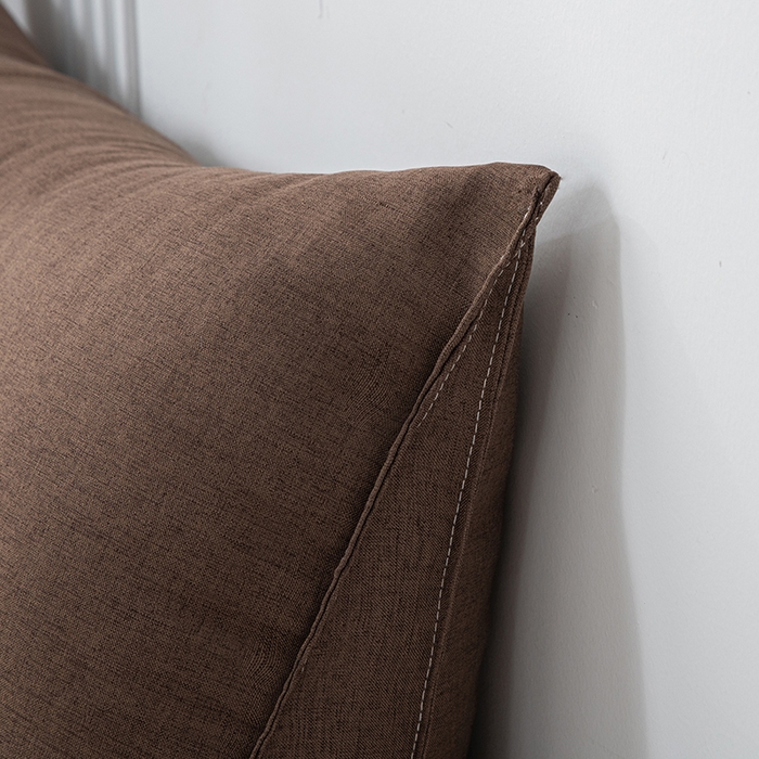 91家纺网 家纺一手货源 找家纺 美达人2025新款麻布珍珠棉三角靠背 亚麻单人 湘宜咖