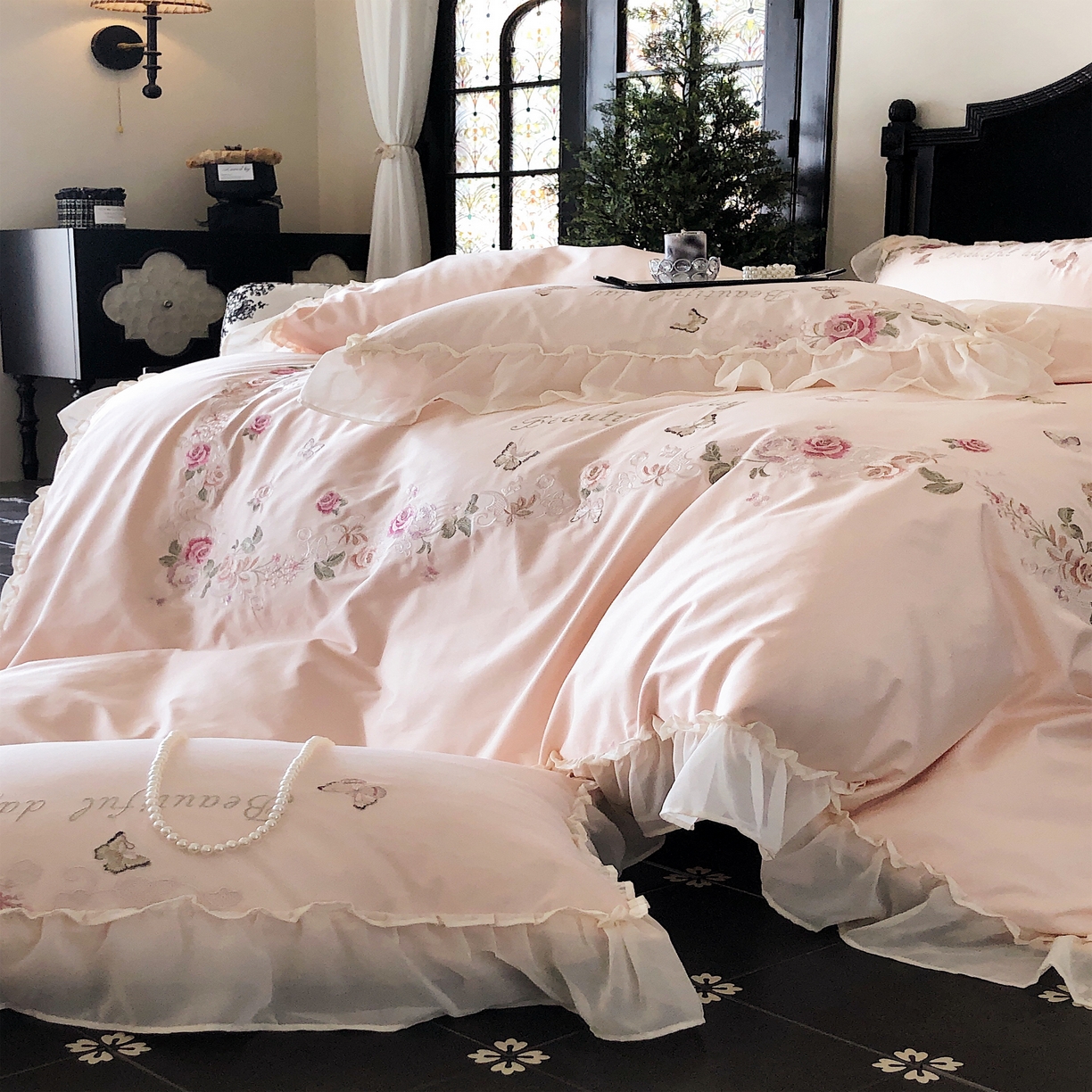 91家纺网 家纺一手货源 找家纺 馨蕊家居  2025年春夏新品100S高奢简约长绒棉系列—棉春溪 春溪-初夏粉