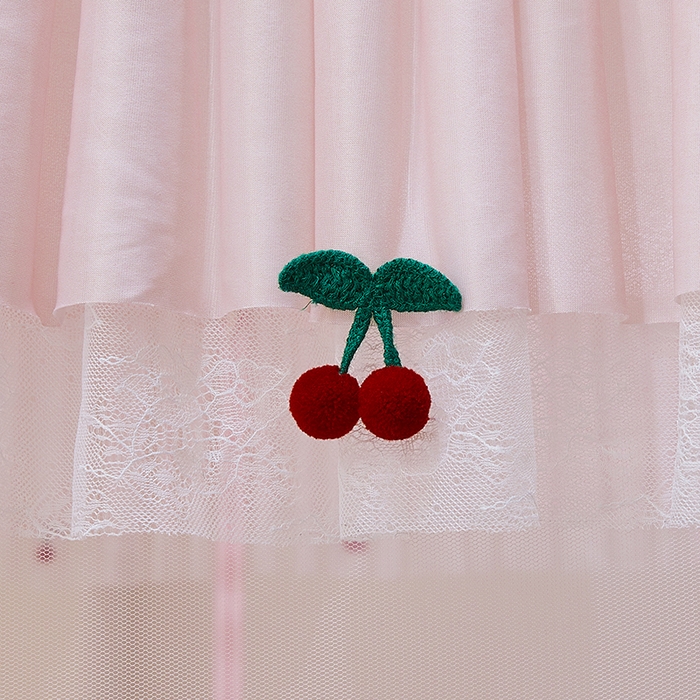 91家纺网 家纺一手货源 找家纺 青竹苑2025新款花边款床笠底防摔坐床蚊帐-樱桃 樱桃-樱花粉