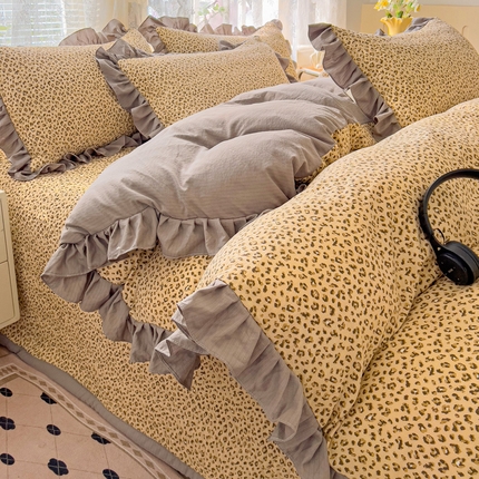 91家纺网 家纺一手货源 找家纺 （总）纽缦家纺2025新款云感提花双层纱床盖韩版四件套