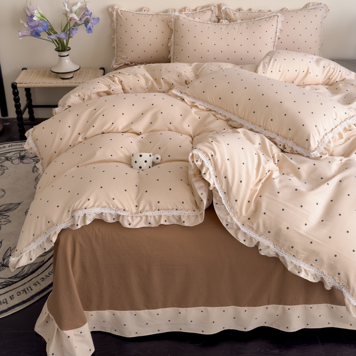 91家纺网 家纺一手货源 找家纺 可思家纺2025新款可思-韩版双层纱四件套 若拉