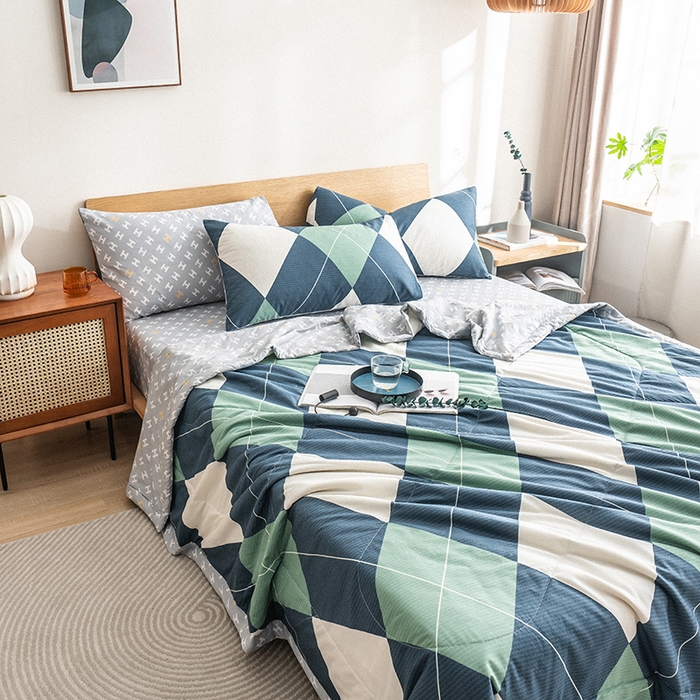 91家纺网 家纺一手货源 找家纺 暖阳 【同款地板价】2025年新款全棉印花棉花夏被四件套被子被芯 时光隧道兰