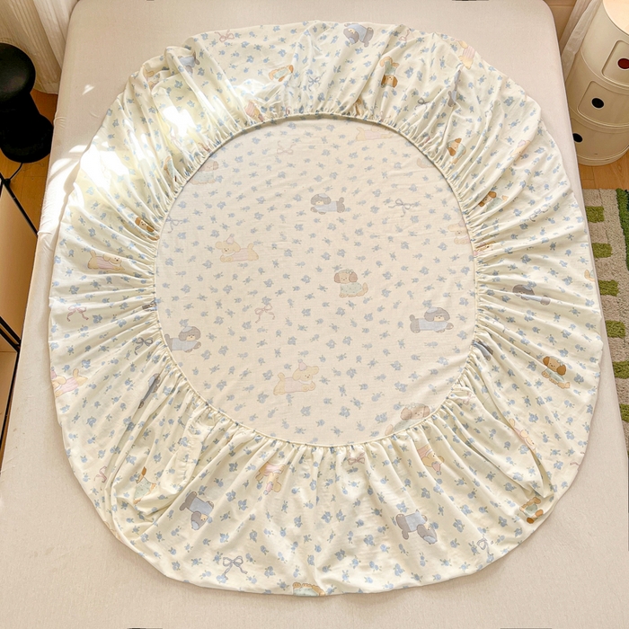 91家纺网 家纺一手货源 找家纺 博雅 2025新款全棉A类双层纱床笠 汪星人