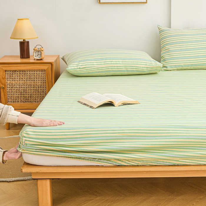 91家纺网 家纺一手货源 找家纺 首爱2025新款原棉老粗布床笠支持特殊规格定制 常年不断货 大批量供应  果绿条