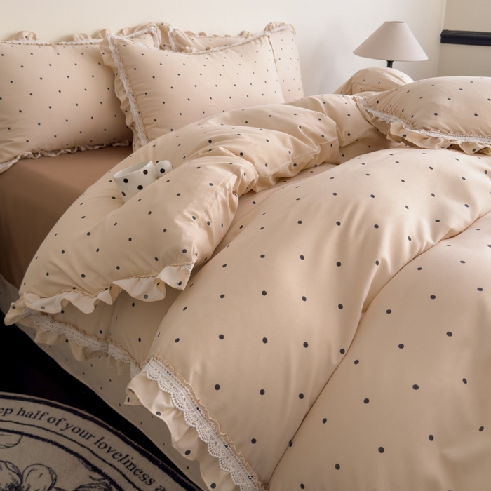 91家纺网 家纺一手货源 找家纺 可思家纺2025新款可思-韩版双层纱四件套 若拉