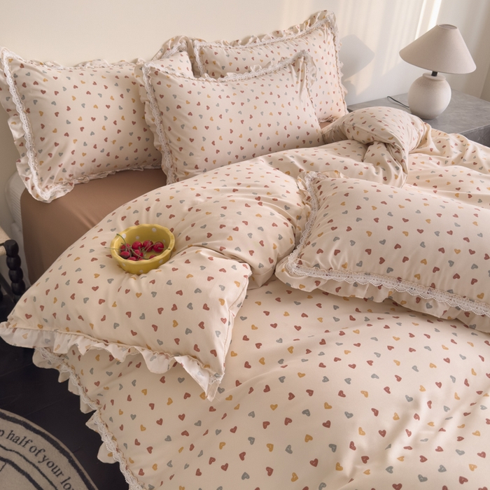 91家纺网 家纺一手货源 找家纺 可思家纺2025新款可思-韩版双层纱四件套 可可心