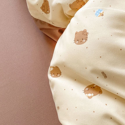 富缦庭2025新款A类针织双层纱四件套花丛猫