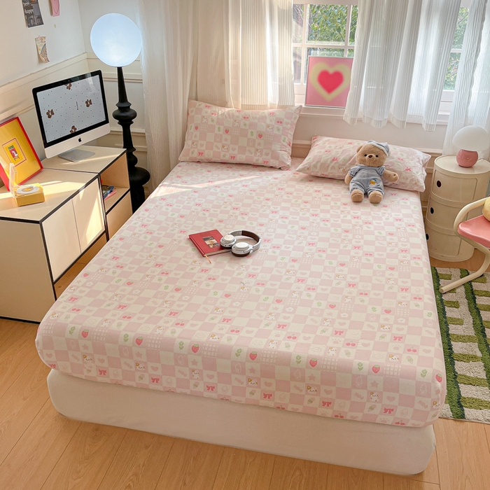 91家纺网 家纺一手货源 找家纺 博雅 2025新款全棉A类双层纱床笠 小奶猫