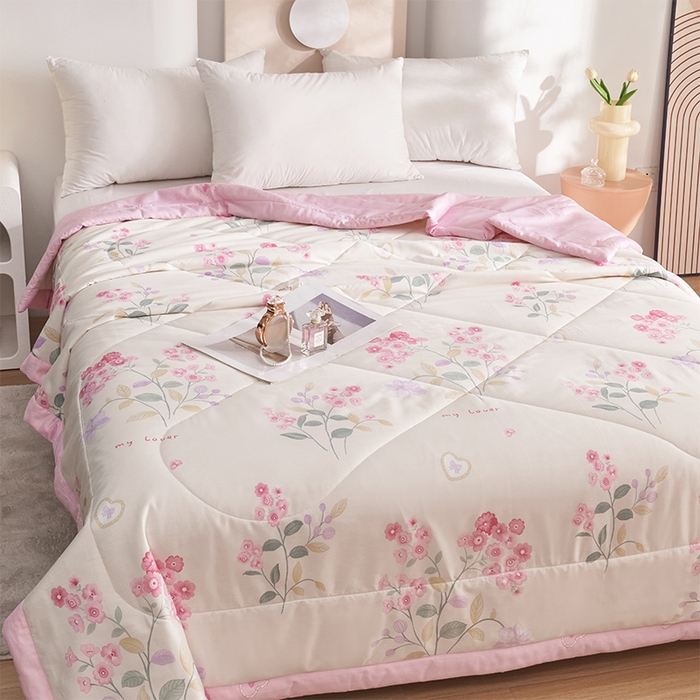 91家纺网 家纺一手货源 找家纺 羽梦家纺2025新款新疆棉花全棉夏凉被 浅花悠悠