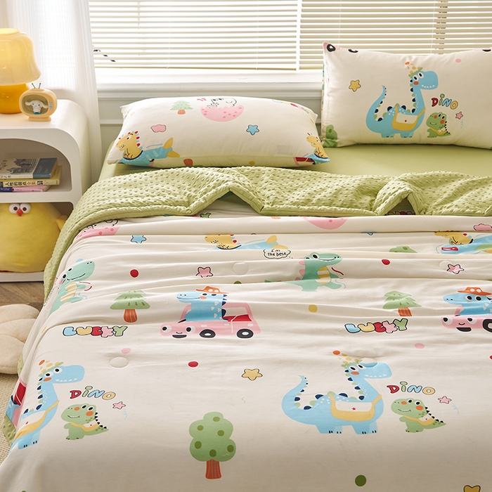 91家纺网 家纺一手货源 找家纺 暖阳 2025年新款纯棉豆豆夏被夏凉被被子被芯 豆豆-快乐旅行