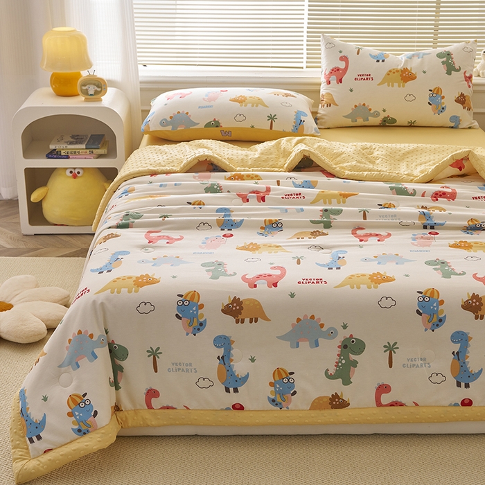 91家纺网 家纺一手货源 找家纺 暖阳 2025年新款纯棉豆豆夏被夏凉被被子被芯 豆豆-恐龙萌游记