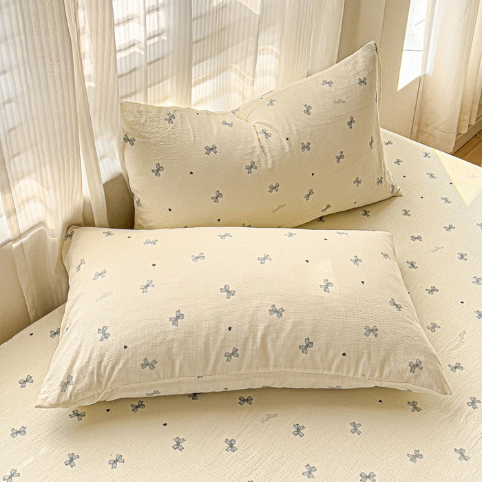 91家纺网 家纺一手货源 找家纺 纽缦家纺 2025新款云感提花双层纱床笠 相思蓝