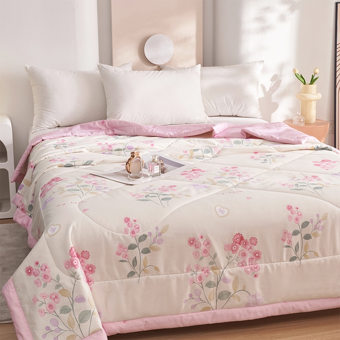 91家纺网 家纺一手货源 找家纺 羽梦家纺2025新款新疆棉花全棉夏凉被 浅花悠悠