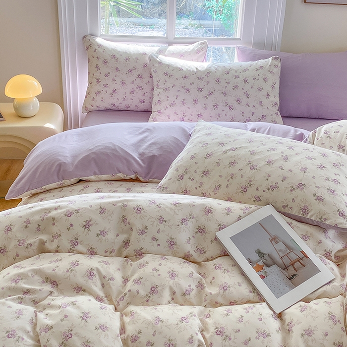 91家纺网 家纺一手货源 找家纺 富缦庭2025新款A类针织双层纱四件套春意花开