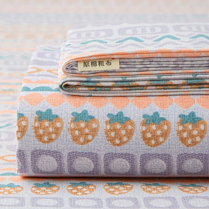 金泰莱 2025新款锦柔老粗布床单老粗布凉席三件套 草莓情