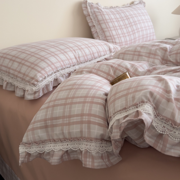 91家纺网 家纺一手货源 找家纺 可思家纺2025新款可思-韩版双层纱四件套 安琪