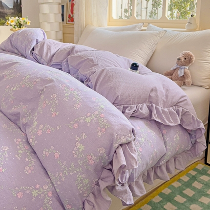 纽缦家纺 2025新款云感提花双层纱韩版被套 恋如青柠香