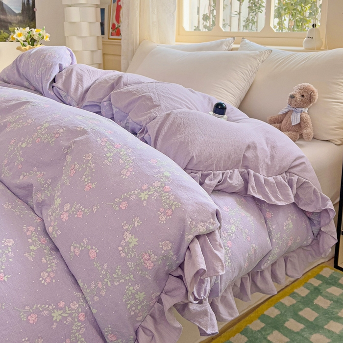 91家纺网 家纺一手货源 找家纺 纽缦家纺 2025新款云感提花双层纱韩版被套 恋如青柠香