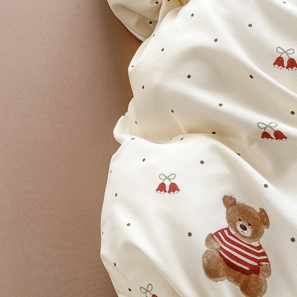 富缦庭2025新款A类针织双层纱四件套叮当熊