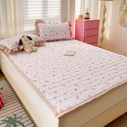 纽缦家纺2025新款云感提花双层纱夹棉床垫 葡萄七分甜