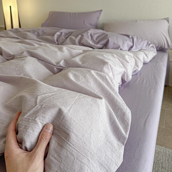 91家纺网 家纺一手货源 找家纺 ab家纺 2025新款小碎花三层纱 波尔卡-紫