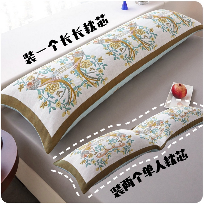 91家纺网 家纺一手货源 找家纺 爱港家纺 2025新款全棉纱布长枕套，双人 单人 情侣款纯棉枕套 百鸟之王