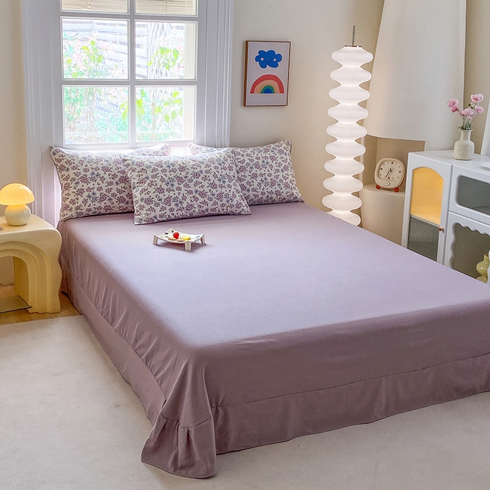 91家纺网 家纺一手货源 找家纺 富缦庭2025新款A类针织双层纱四件套淡烟弄晓