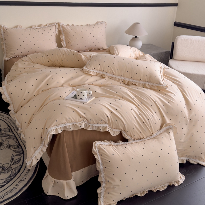 91家纺网 家纺一手货源 找家纺 可思家纺2025新款可思-韩版双层纱四件套 若拉