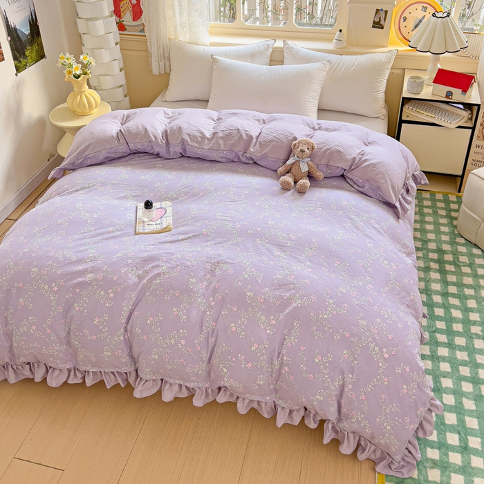 91家纺网 家纺一手货源 找家纺 纽缦家纺 2025新款云感提花双层纱韩版被套 恋如青柠香