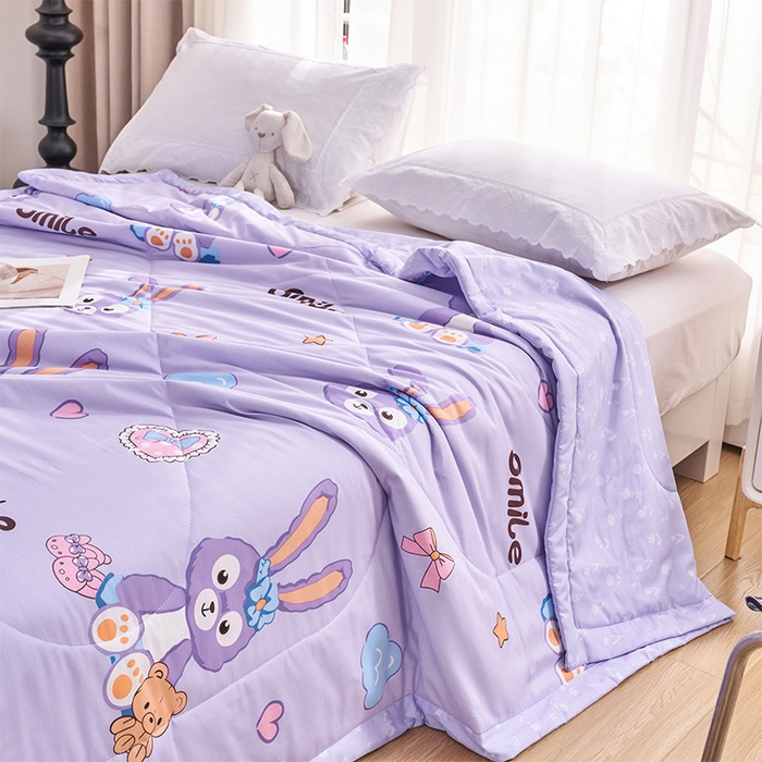 91家纺网 家纺一手货源 找家纺 羽梦家纺2025新款新疆棉花全棉夏凉被 可爱兔 紫