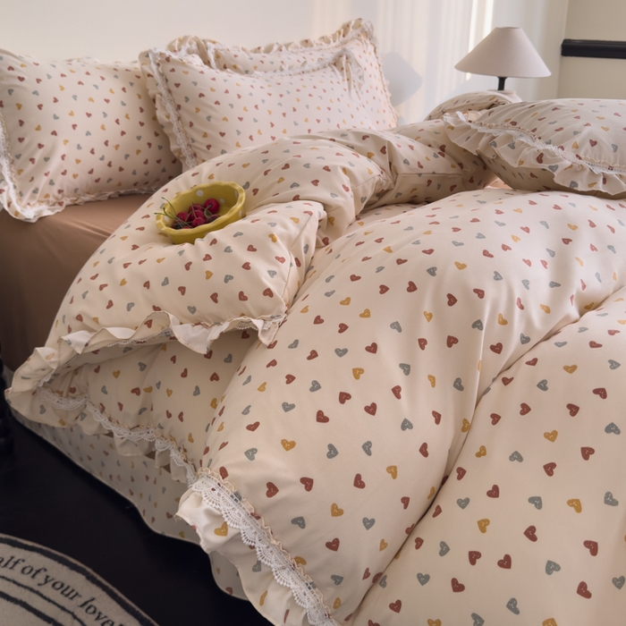 91家纺网 家纺一手货源 找家纺 可思家纺2025新款可思-韩版双层纱四件套 可可心