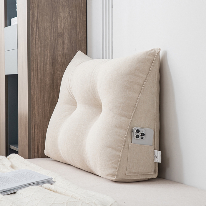 91家纺网 家纺一手货源 找家纺 美达人2025新款麻布珍珠棉三角靠背 亚麻单人  溶月米黄