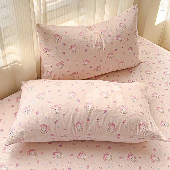 91家纺网 家纺一手货源 找家纺 纽缦家纺 2025新款云感提花双层纱床笠 小鸥鸥