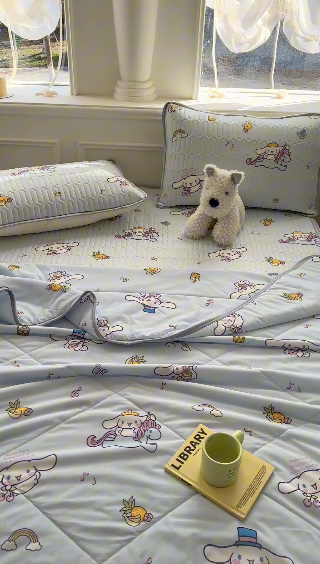 91家纺网 家纺一手货源 找家纺 希诺2025春夏新款小版三丽鸥凉感夏被夏凉被空调被 彩虹玉桂狗