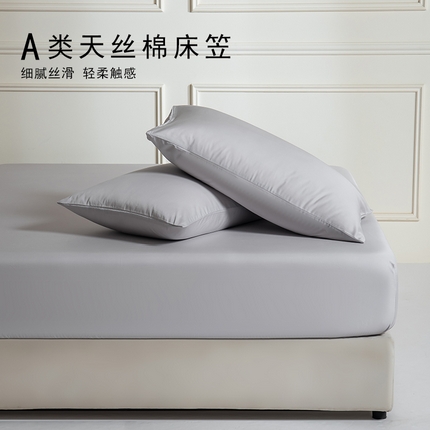Mr.pig猪先生水洗棉 2025新款A类超柔天丝棉纯色单床笠 朦胧灰